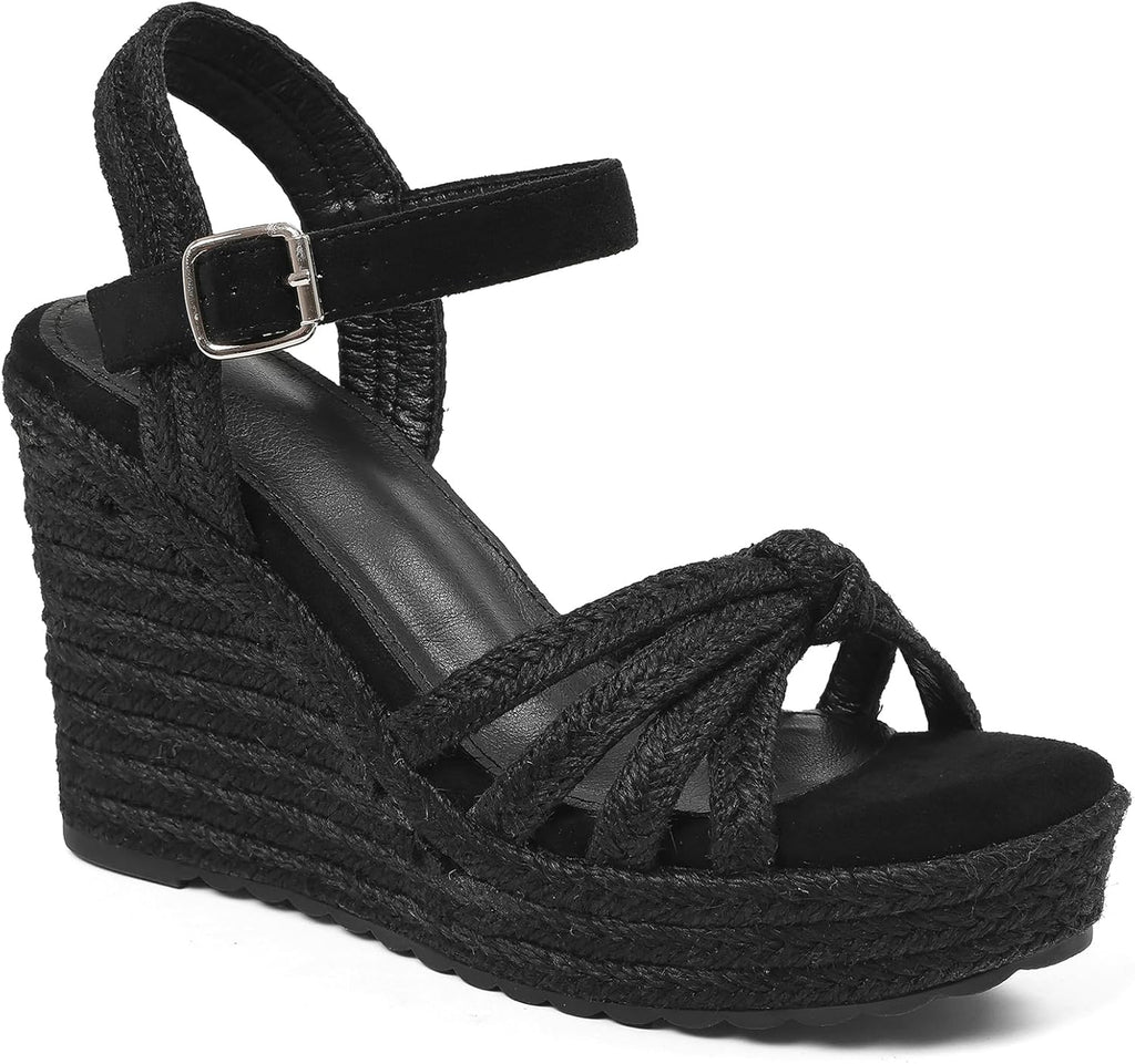 mikarka Sandals for Women 2026: Comfortable Wedge Platform Sandals Women - Braided Espadrilles for Women Ankle Strap Open Toe Wedges Heels Beach Sandals Summer Shoes