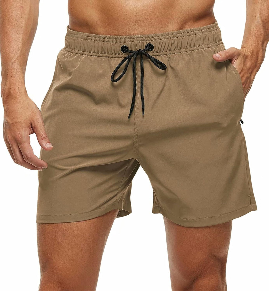 Tyhengta Men's Swim Trunks Quick Dry Beach Shorts with Zipper Pockets and Mesh Lining