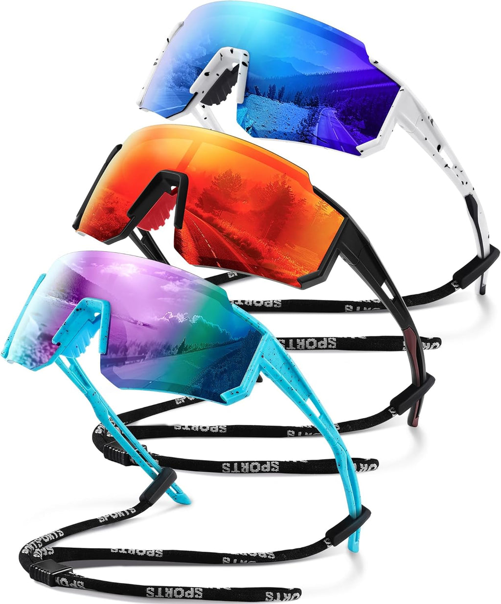 Polarized Sport Sunglasses for Men and Women, Lightweight TR90 Sun Glasses with UV Protection for Cycling Running
