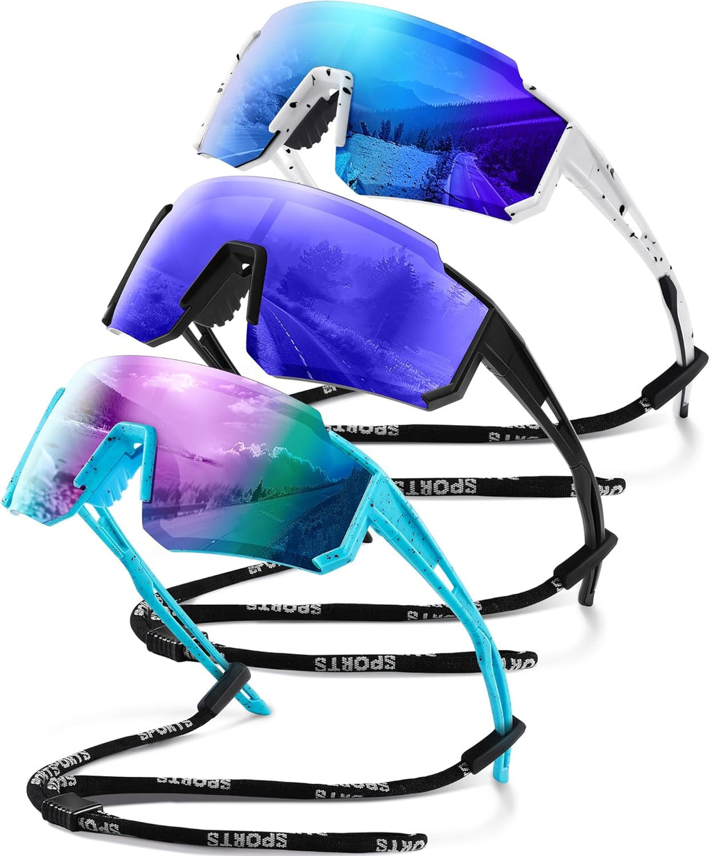 Polarized Sport Sunglasses for Men and Women, Lightweight TR90 Sun Glasses with UV Protection for Cycling Running