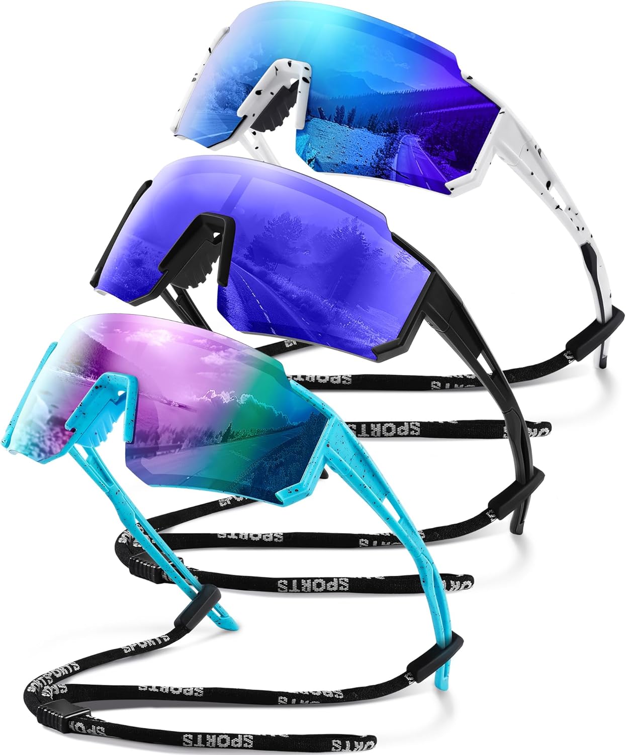 Polarized Sport Sunglasses for Men and Women, Lightweight TR90 Sun Glasses with UV Protection for Cycling Running