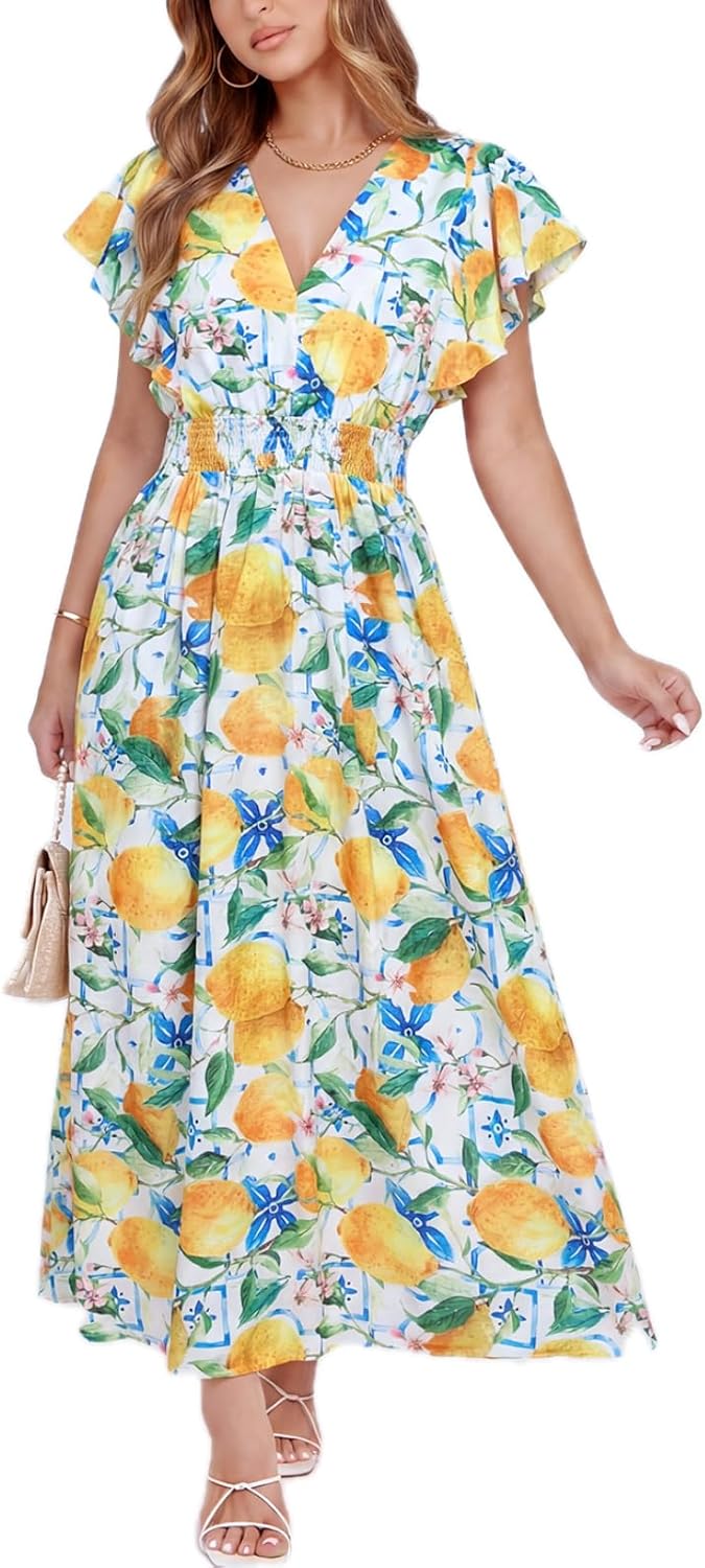 Flessibili Womens Summer Floral Maxi Dress Wedding Guest Party Long Dresses 2026