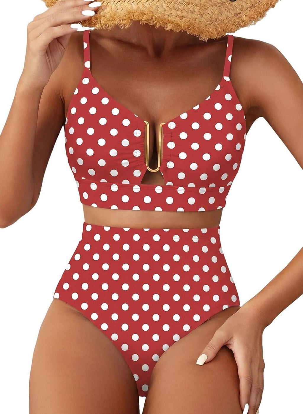 Herseas Womens 2 Piece High Waisted U Wire Bikini Set Floral Print Swimsuit Crisscross Back Bathing Suit Beach Swimwear