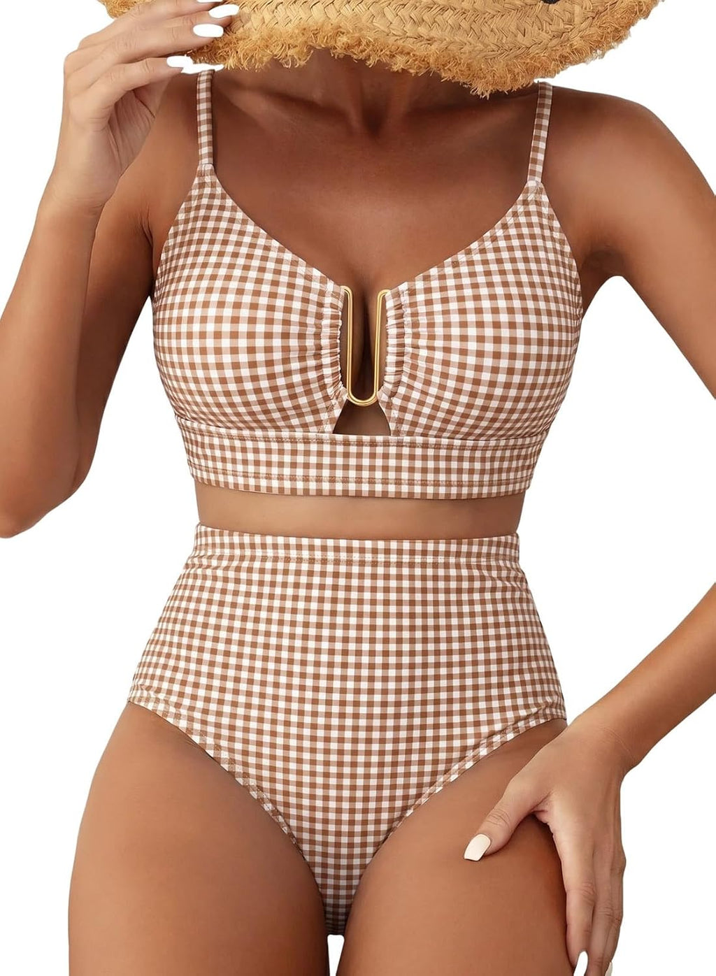Herseas Womens 2 Piece High Waisted U Wire Bikini Set Floral Print Swimsuit Crisscross Back Bathing Suit Beach Swimwear