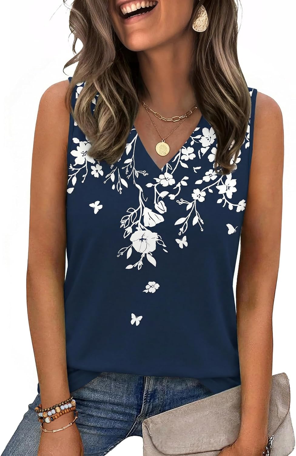 Zeagoo Tank Top for Women V Neck Loose Fit Sleeveless Summer Tops Business Casual Outfits Dressy Blouses Shirts