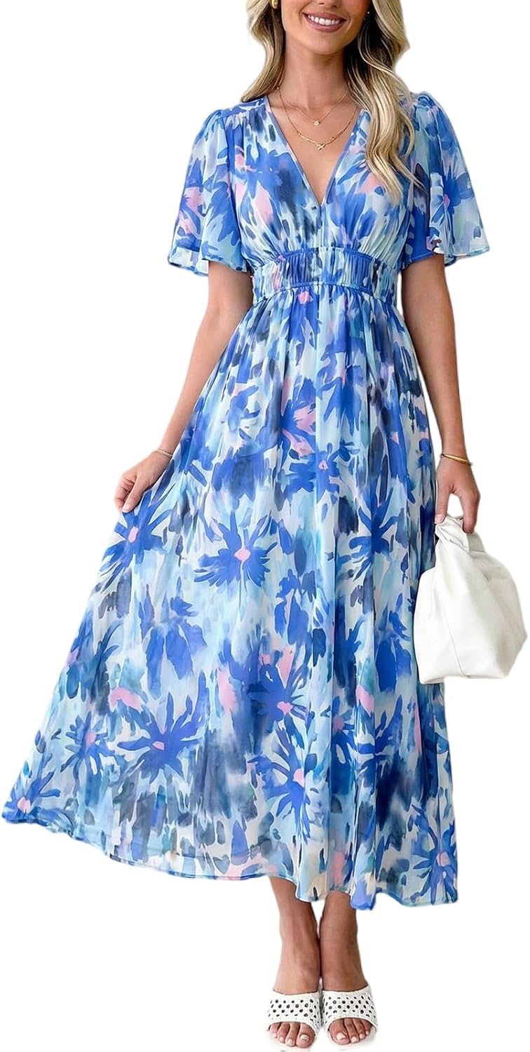 Flessibili Womens Summer Floral Maxi Dress Wedding Guest Party Long Dresses 2026