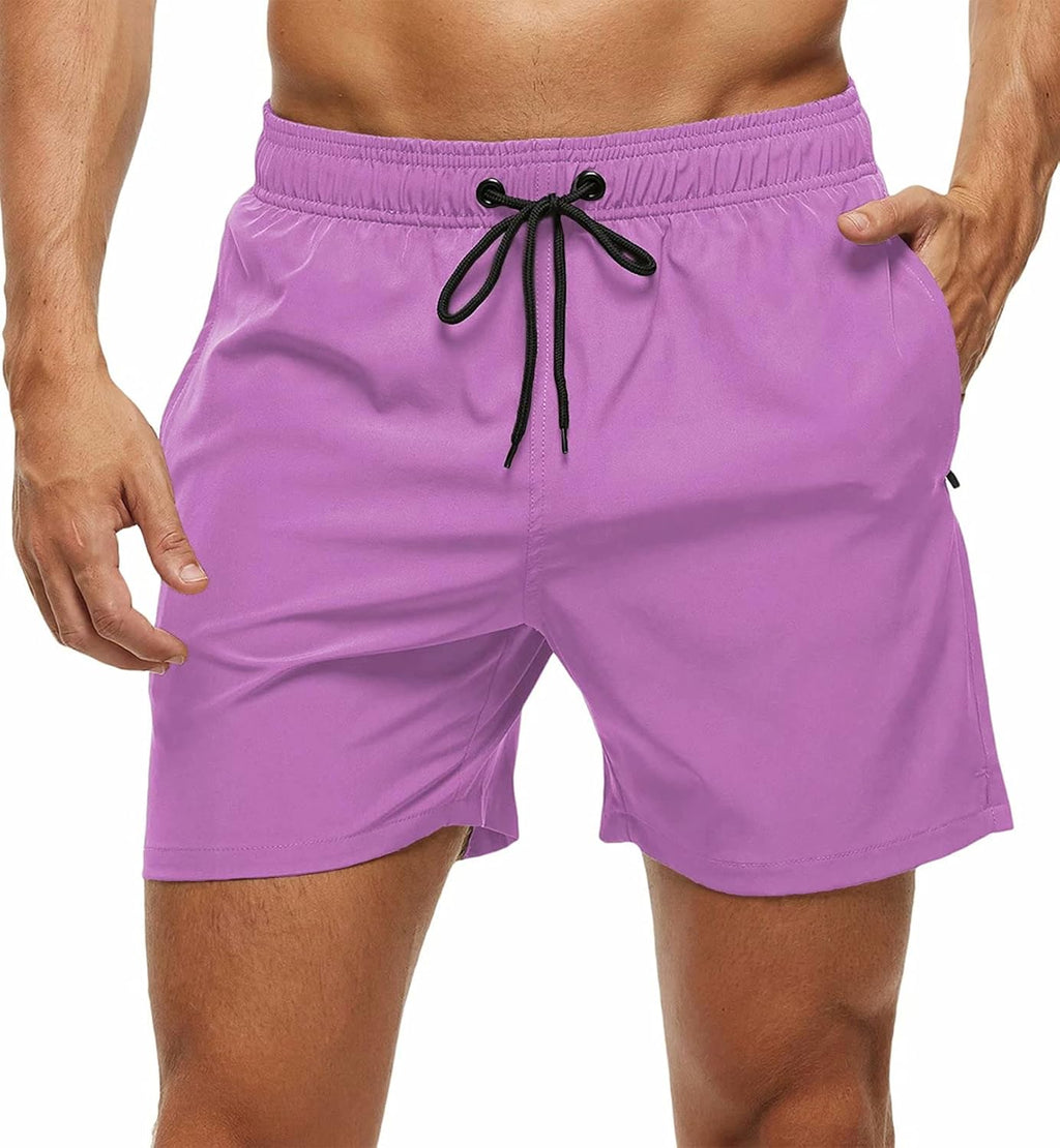Tyhengta Men's Swim Trunks Quick Dry Beach Shorts with Zipper Pockets and Mesh Lining