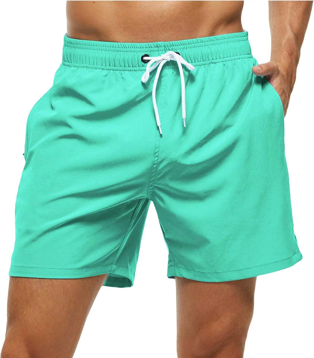 Tyhengta Men's Swim Trunks Quick Dry Beach Shorts with Zipper Pockets and Mesh Lining