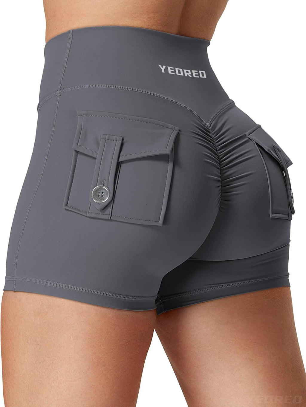 YEOREO CoreFlex Scrunch Workout Shorts with Pockets Charm Gym Biker Shorts for Women High Waisted Booty Yoga