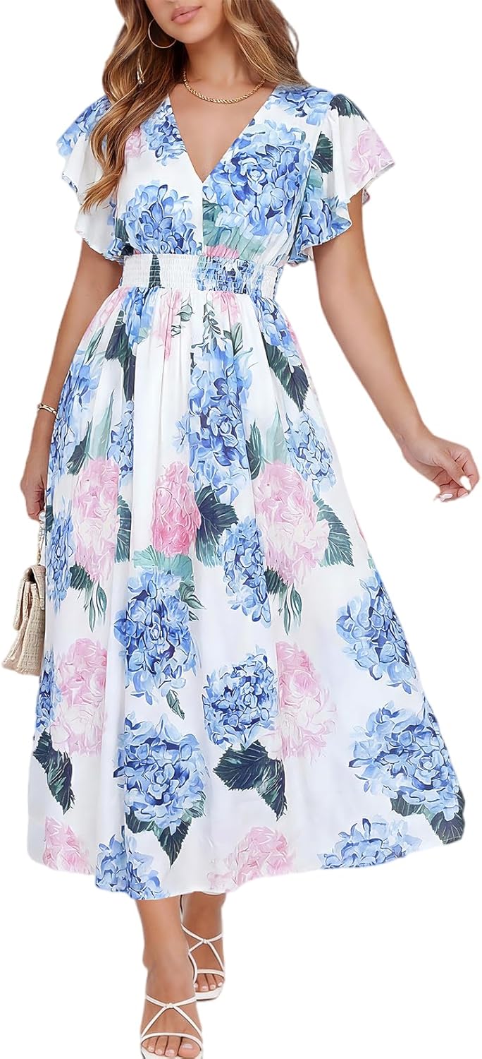 Flessibili Womens Summer Floral Maxi Dress Wedding Guest Party Long Dresses 2026