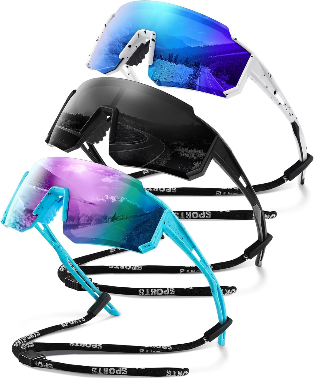 Polarized Sport Sunglasses for Men and Women, Lightweight TR90 Sun Glasses with UV Protection for Cycling Running