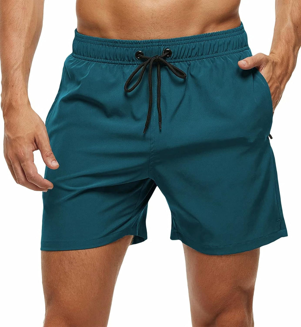 Tyhengta Men's Swim Trunks Quick Dry Beach Shorts with Zipper Pockets and Mesh Lining