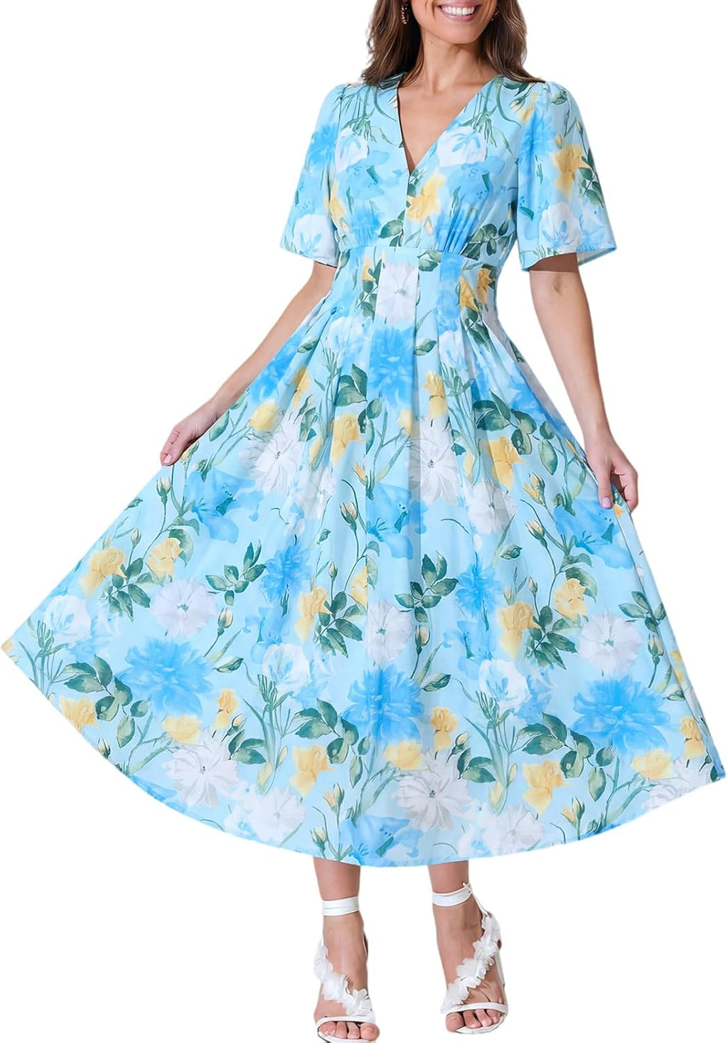 Flessibili Womens Summer Floral Maxi Dress Wedding Guest Party Long Dresses 2026