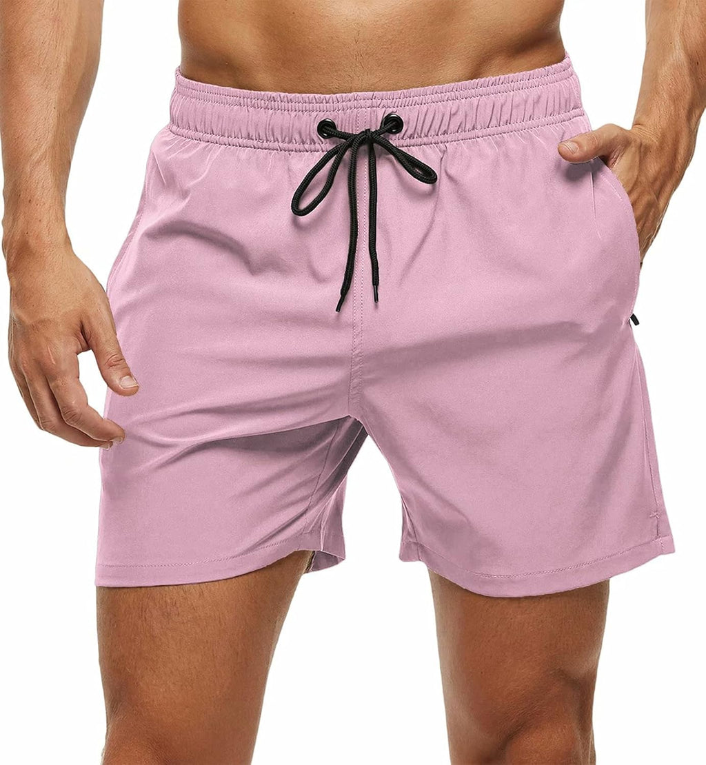 Tyhengta Men's Swim Trunks Quick Dry Beach Shorts with Zipper Pockets and Mesh Lining