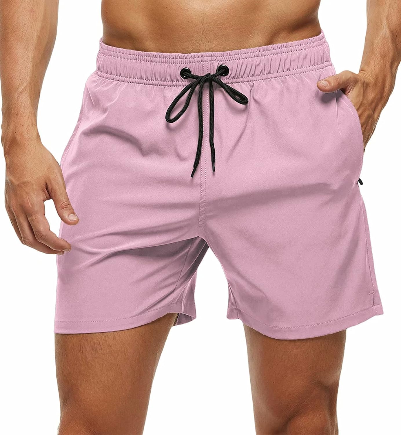 Tyhengta Men's Swim Trunks Quick Dry Beach Shorts with Zipper Pockets and Mesh Lining