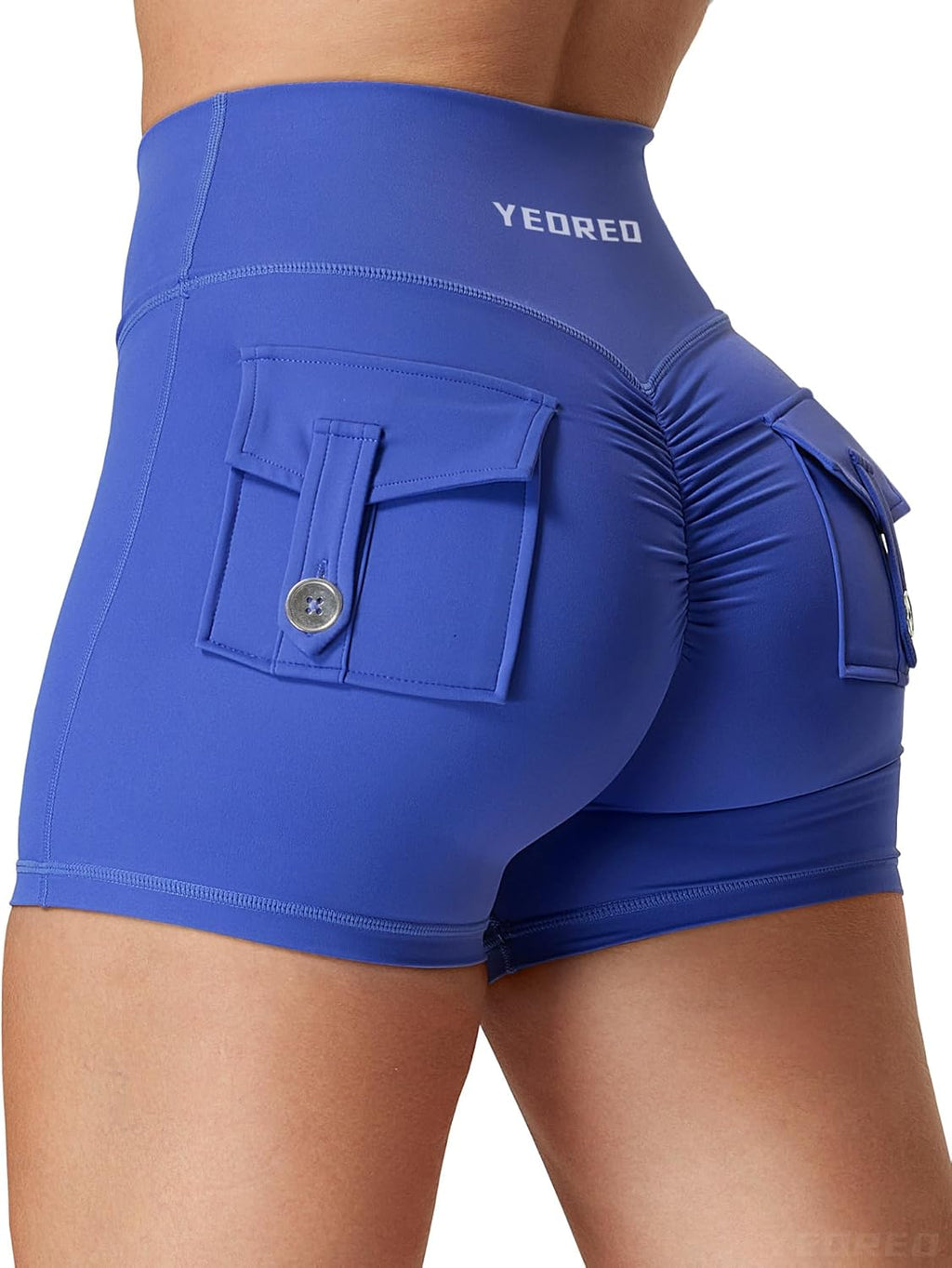 YEOREO CoreFlex Scrunch Workout Shorts with Pockets Charm Gym Biker Shorts for Women High Waisted Booty Yoga