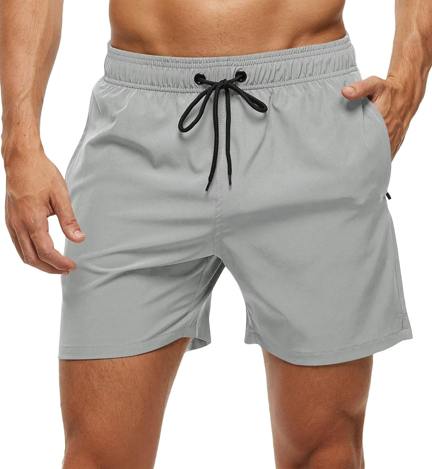 Tyhengta Men's Swim Trunks Quick Dry Beach Shorts with Zipper Pockets and Mesh Lining