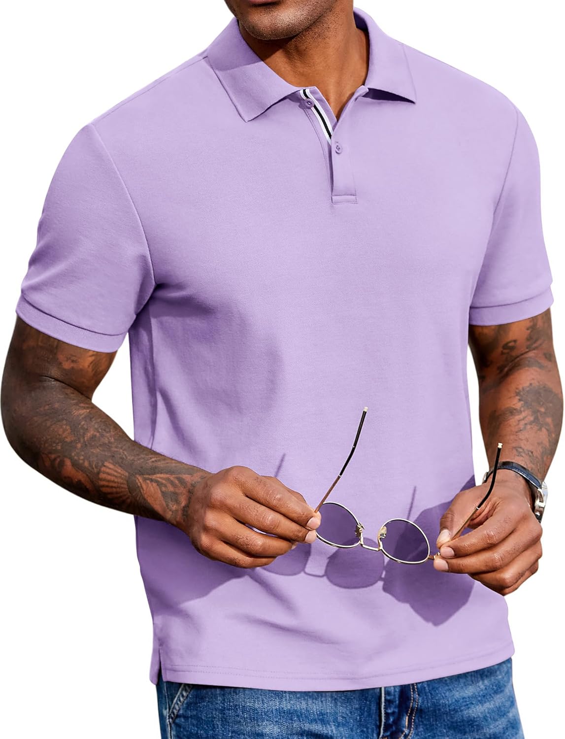 COOFANDY Men's Polo Shirts Short Sleeve Cotton Pique Casual Button T Shirts Classic Fit Collared Golf Shirts