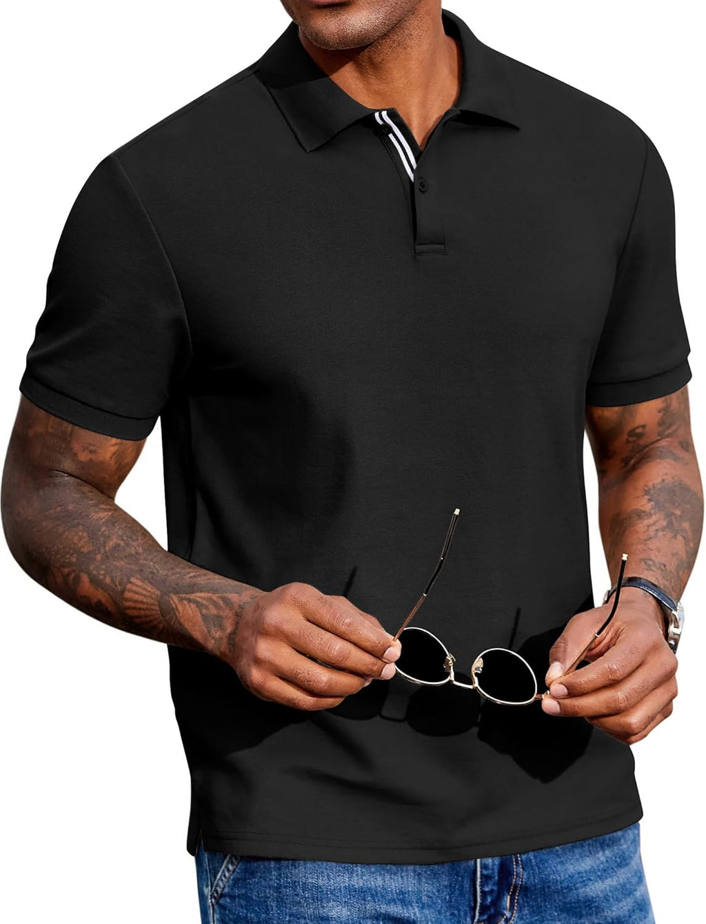 COOFANDY Men's Polo Shirts Short Sleeve Cotton Pique Casual Button T Shirts Classic Fit Collared Golf Shirts