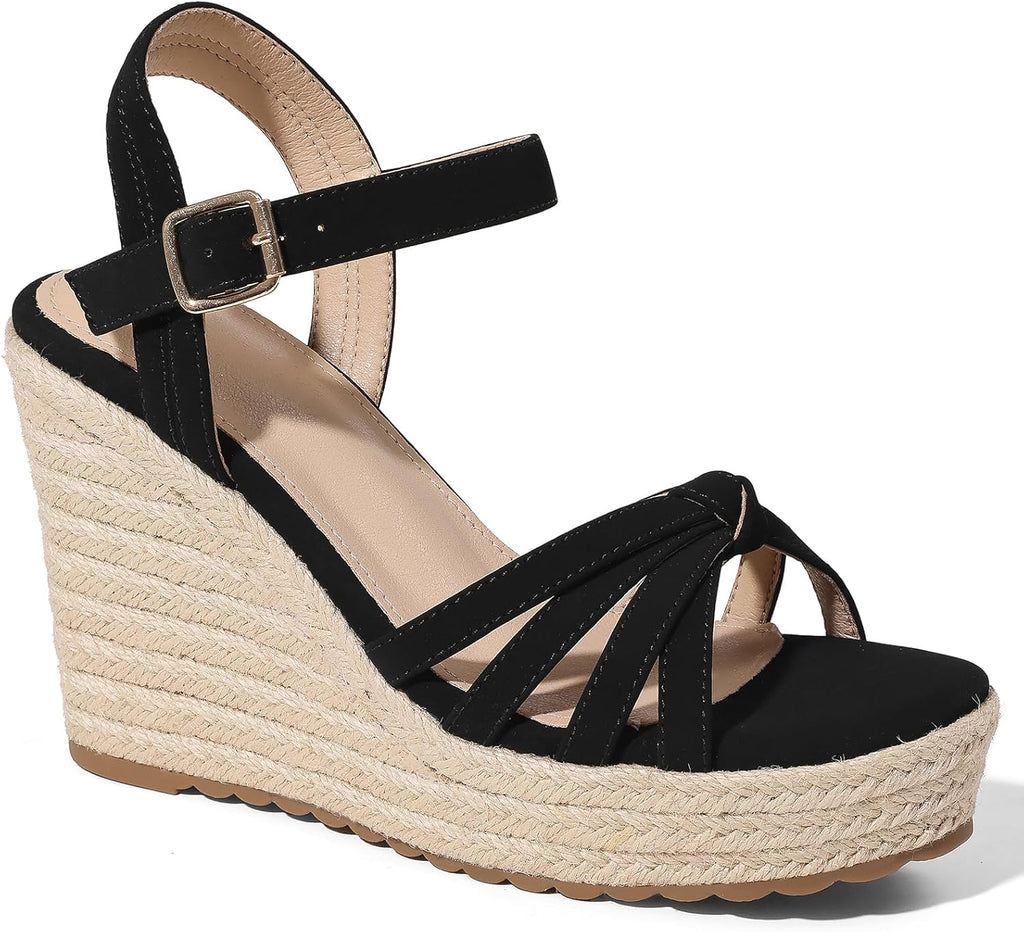 mikarka Sandals for Women 2026: Comfortable Wedge Platform Sandals Women - Braided Espadrilles for Women Ankle Strap Open Toe Wedges Heels Beach Sandals Summer Shoes