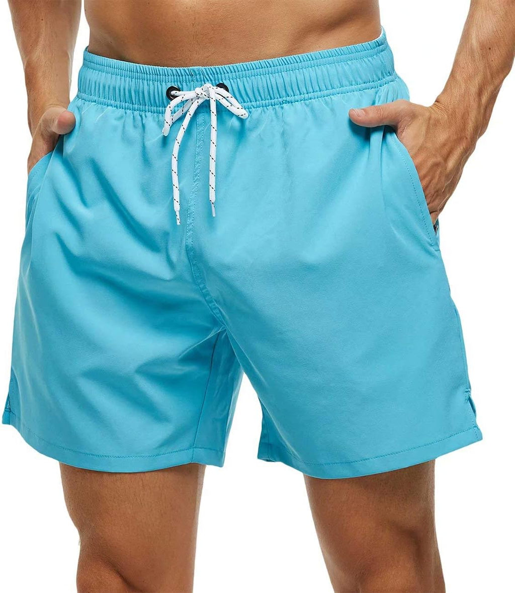 Tyhengta Men's Swim Trunks Quick Dry Beach Shorts with Zipper Pockets and Mesh Lining