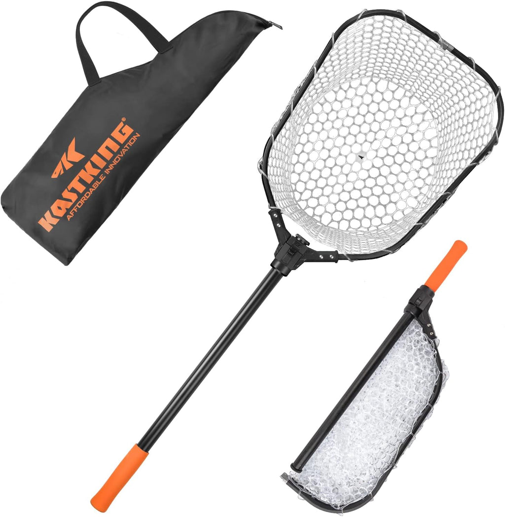 KastKing Brutus Fishing Net, Foldable Extendable Fish Landing Net, Lightweight & Portable Fishing Net with Soft EVA Foam Handle, Holds up to 44lbs/20KG, Fish-Friendly Mesh for a Safe Release