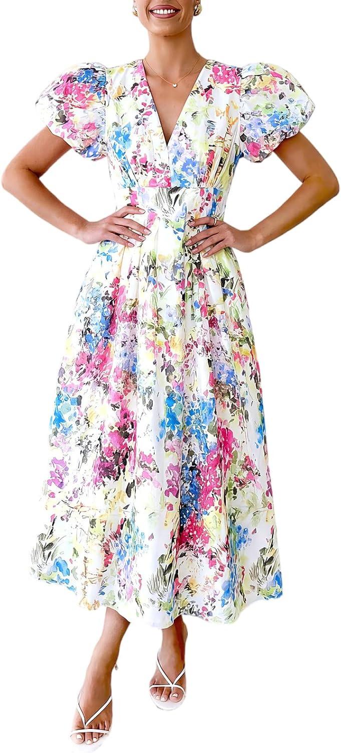 Flessibili Womens Summer Floral Maxi Dress Wedding Guest Party Long Dresses 2026