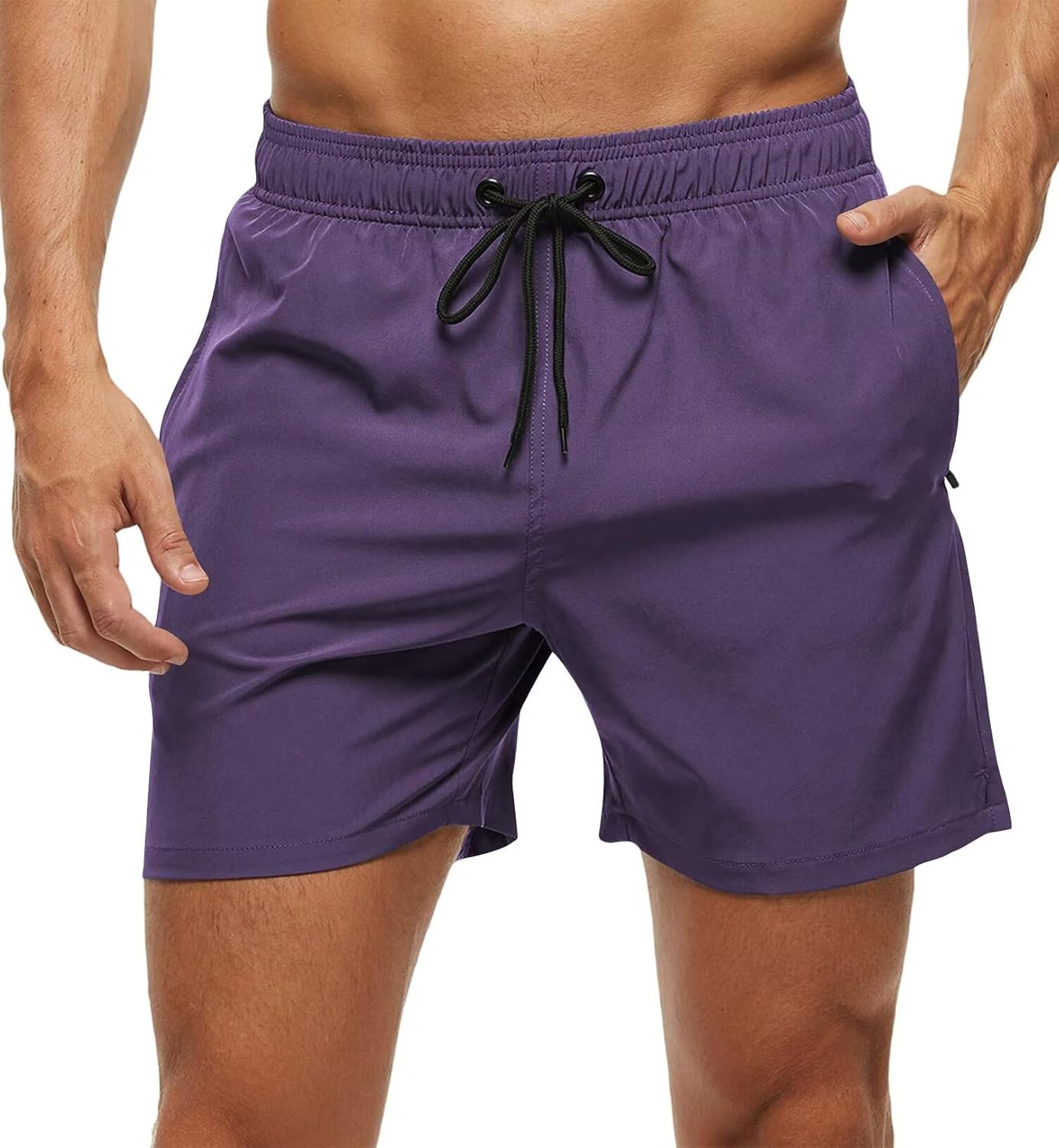 Tyhengta Men's Swim Trunks Quick Dry Beach Shorts with Zipper Pockets and Mesh Lining
