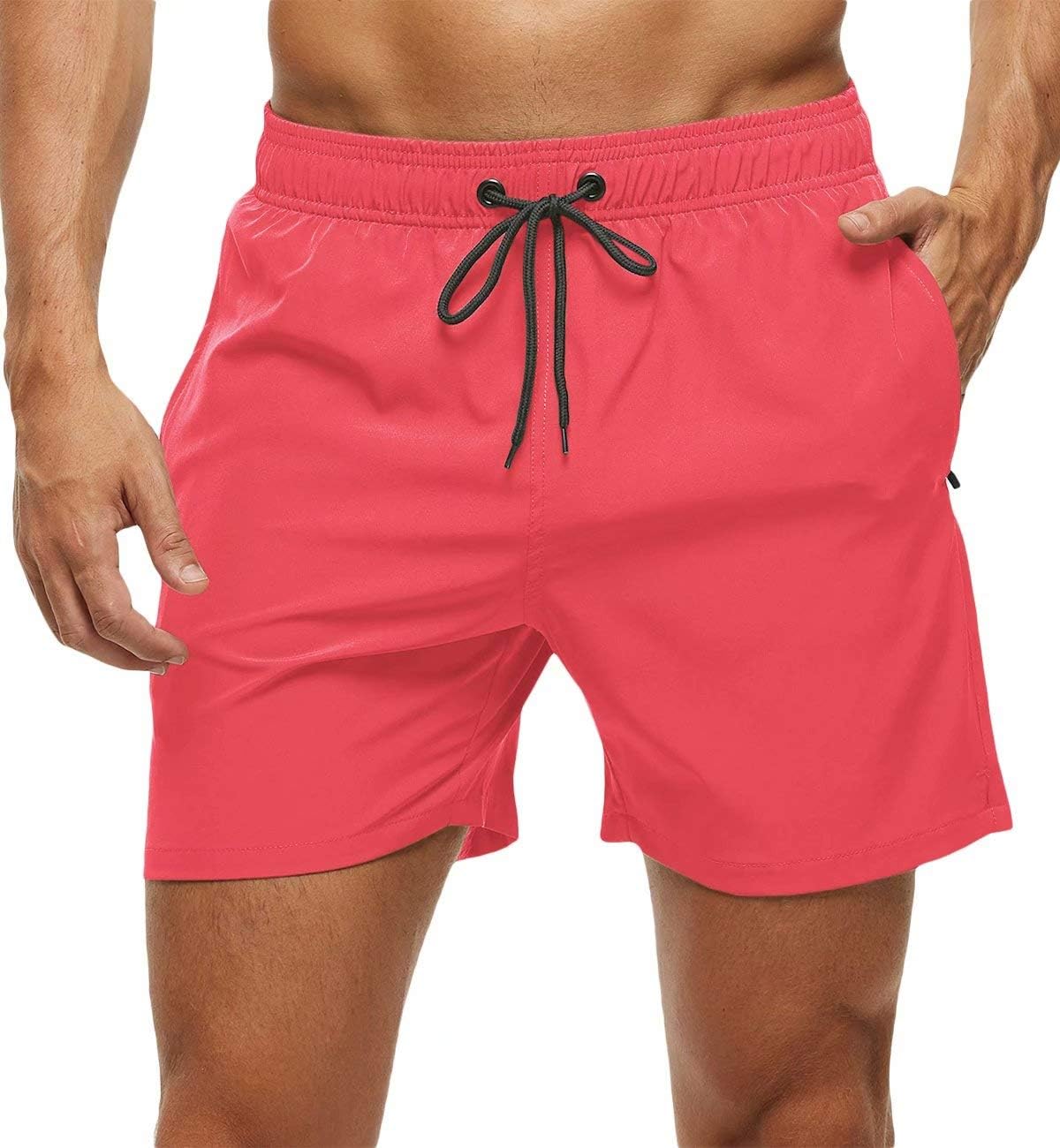 Tyhengta Men's Swim Trunks Quick Dry Beach Shorts with Zipper Pockets and Mesh Lining