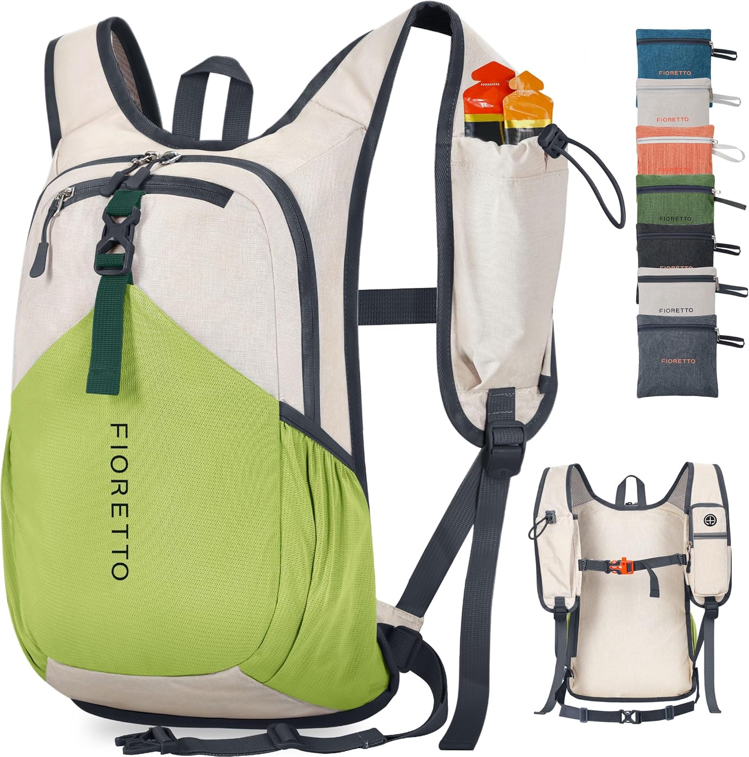 FIORETTO 20L Hiking Backpack for Women Men Mini Packable Backpack Lightweight Small Daypack for Camping Travel Outdoor, Beige