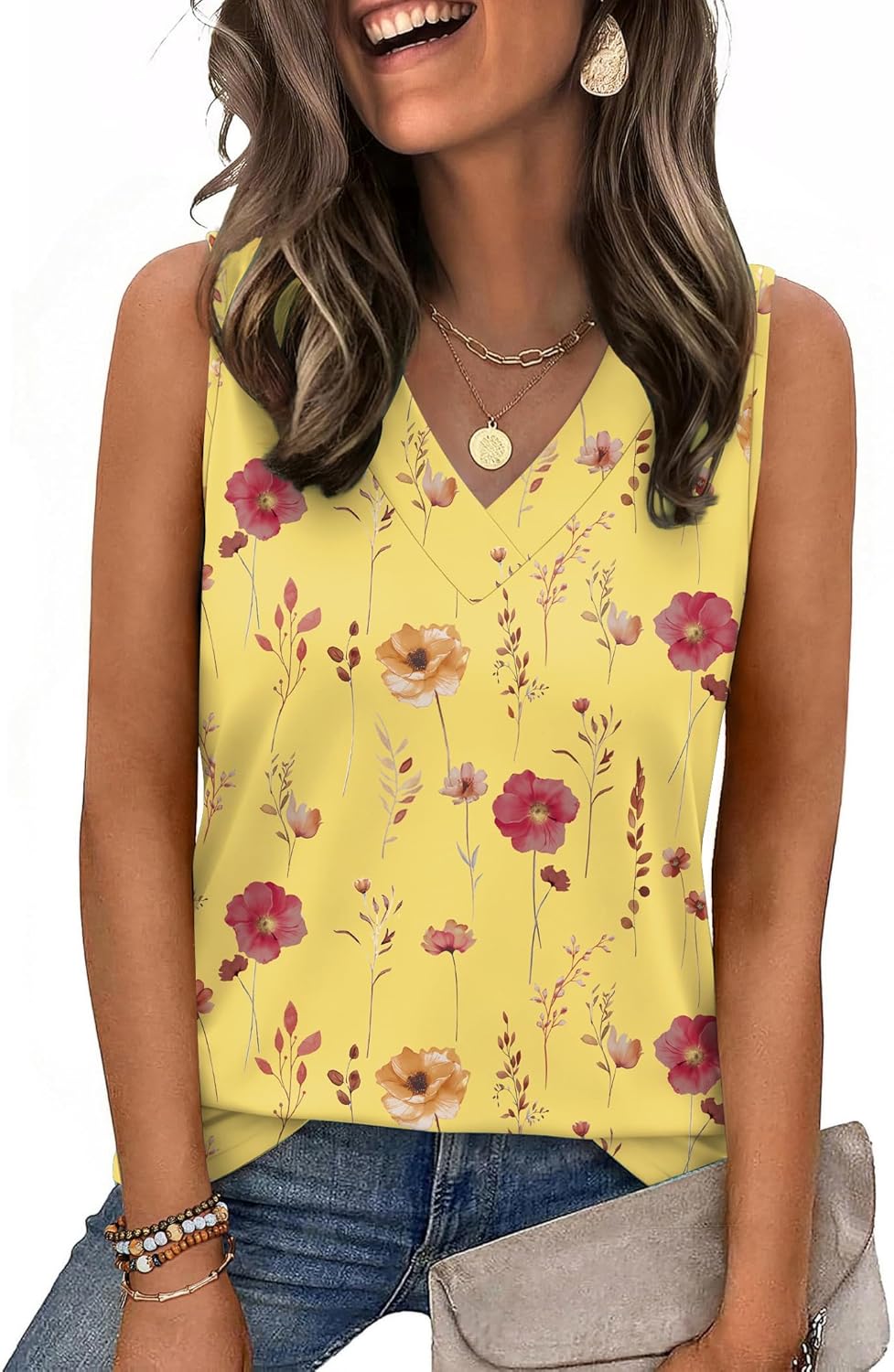 Zeagoo Tank Top for Women V Neck Loose Fit Sleeveless Summer Tops Business Casual Outfits Dressy Blouses Shirts