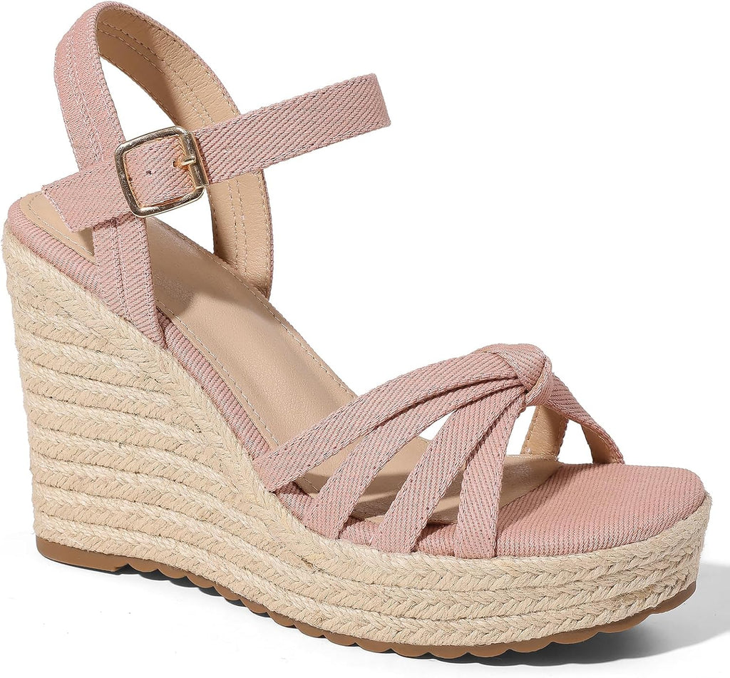 mikarka Sandals for Women 2026: Comfortable Wedge Platform Sandals Women - Braided Espadrilles for Women Ankle Strap Open Toe Wedges Heels Beach Sandals Summer Shoes