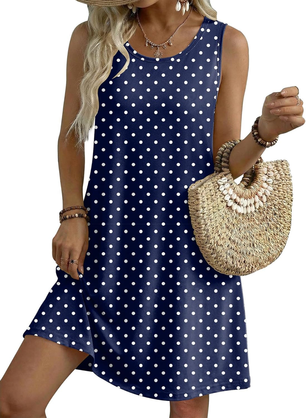 Zeagoo Summer Dresses for Women 2026 Sleeveless Casual Floral Tshirt Sundress with Pockets Loose Tank Beach Dress