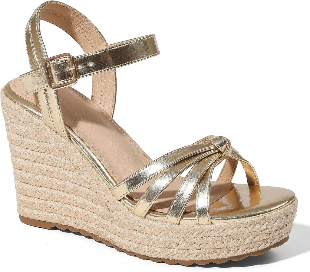 mikarka Sandals for Women 2026: Comfortable Wedge Platform Sandals Women - Braided Espadrilles for Women Ankle Strap Open Toe Wedges Heels Beach Sandals Summer Shoes