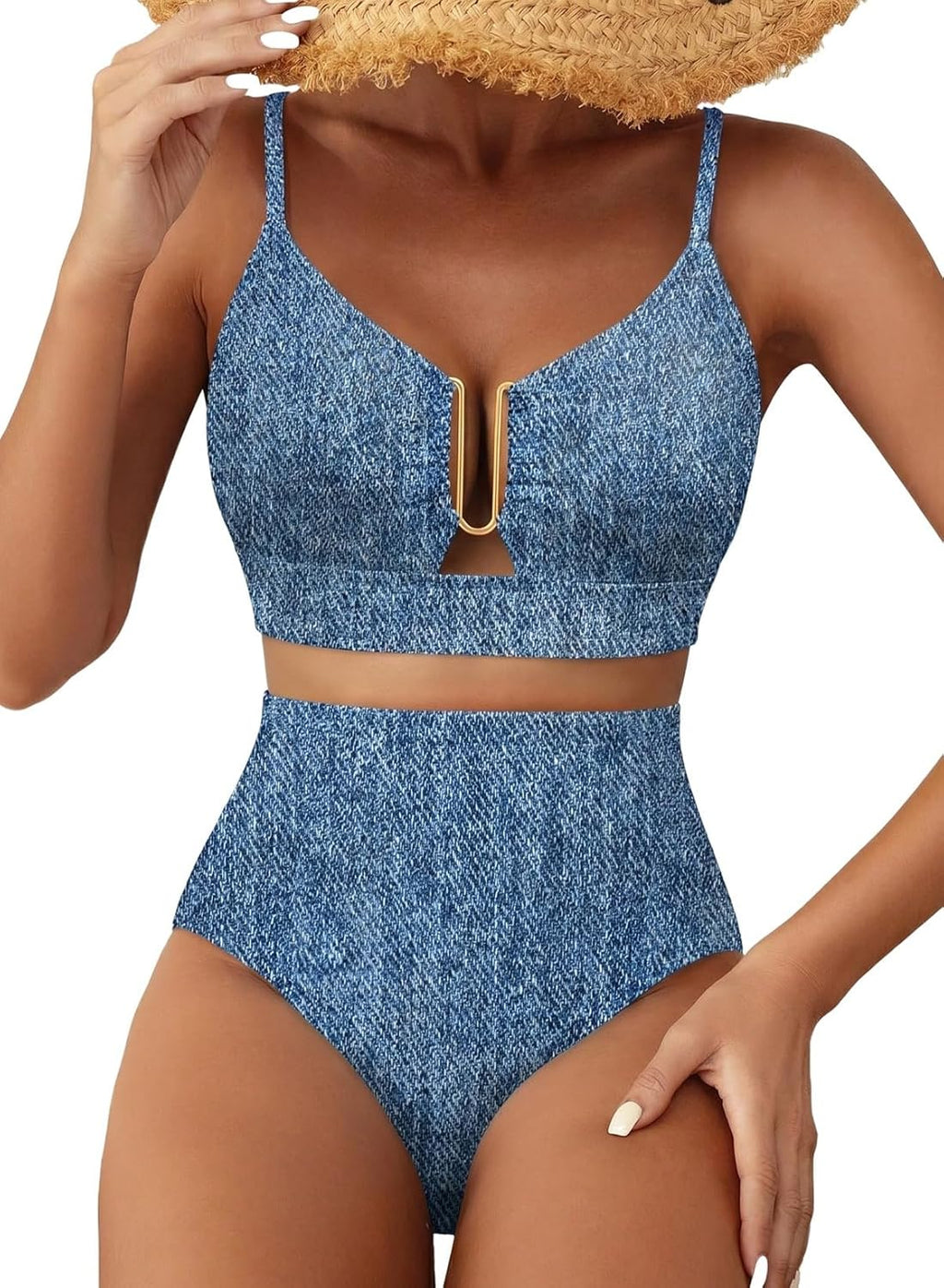 Herseas Womens 2 Piece High Waisted U Wire Bikini Set Floral Print Swimsuit Crisscross Back Bathing Suit Beach Swimwear