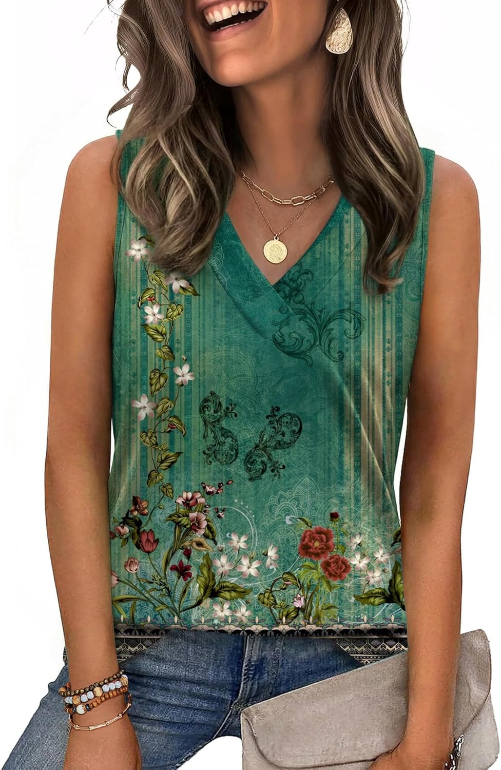 Zeagoo Tank Top for Women V Neck Loose Fit Sleeveless Summer Tops Business Casual Outfits Dressy Blouses Shirts