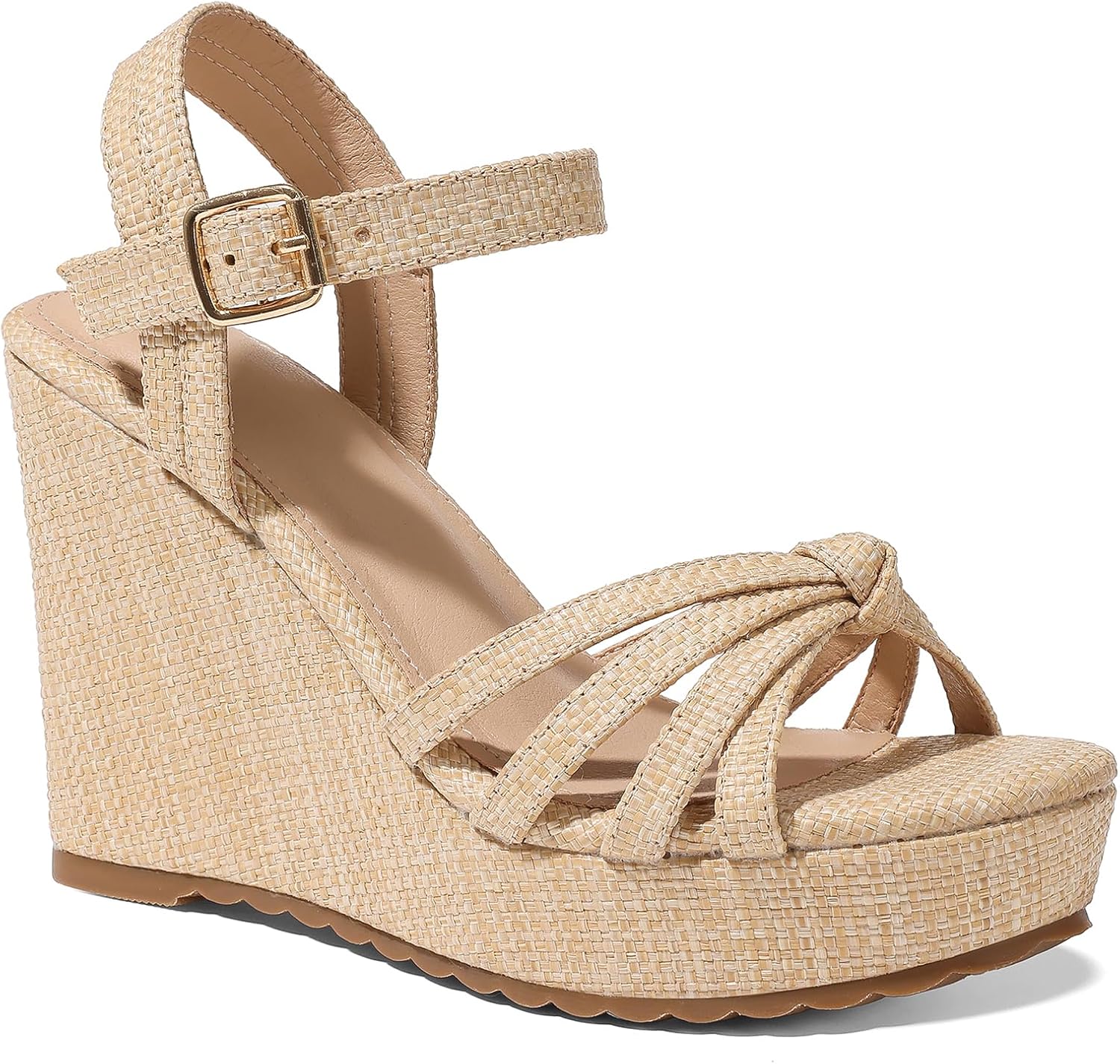 mikarka Sandals for Women 2026: Comfortable Wedge Platform Sandals Women - Braided Espadrilles for Women Ankle Strap Open Toe Wedges Heels Beach Sandals Summer Shoes