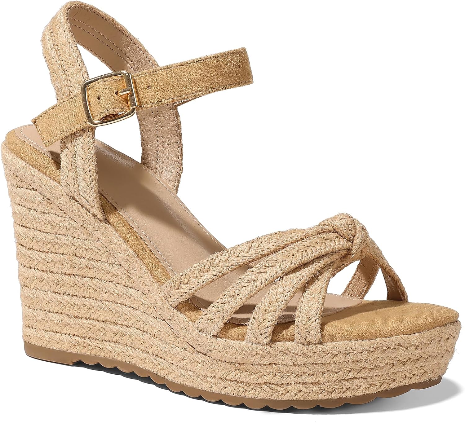 mikarka Sandals for Women 2026: Comfortable Wedge Platform Sandals Women - Braided Espadrilles for Women Ankle Strap Open Toe Wedges Heels Beach Sandals Summer Shoes