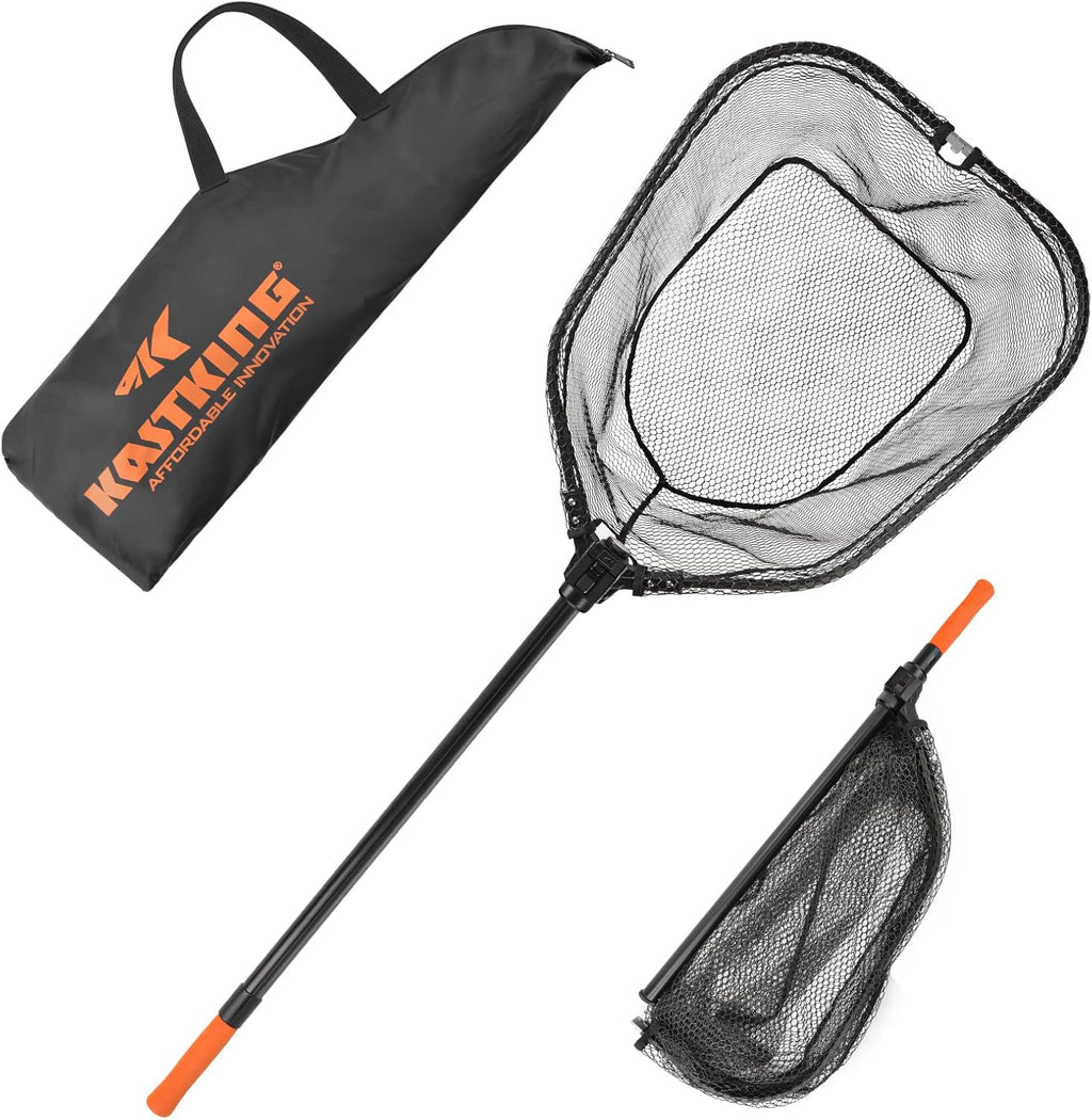 KastKing Brutus Fishing Net, Foldable Extendable Fish Landing Net, Lightweight & Portable Fishing Net with Soft EVA Foam Handle, Holds up to 44lbs/20KG, Fish-Friendly Mesh for a Safe Release