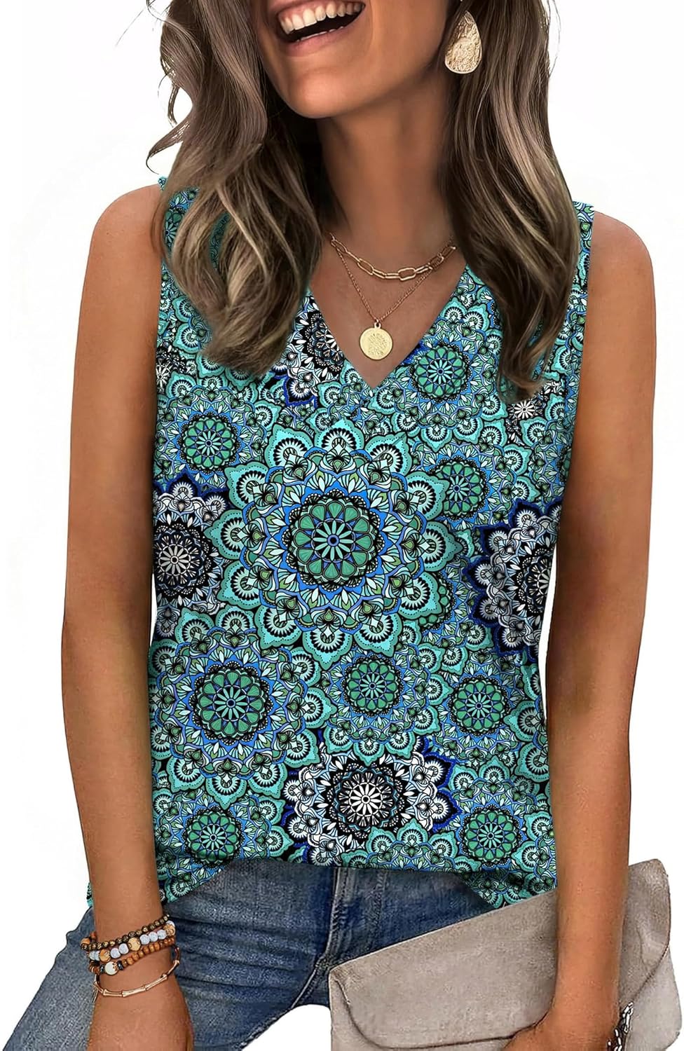 Zeagoo Tank Top for Women V Neck Loose Fit Sleeveless Summer Tops Business Casual Outfits Dressy Blouses Shirts