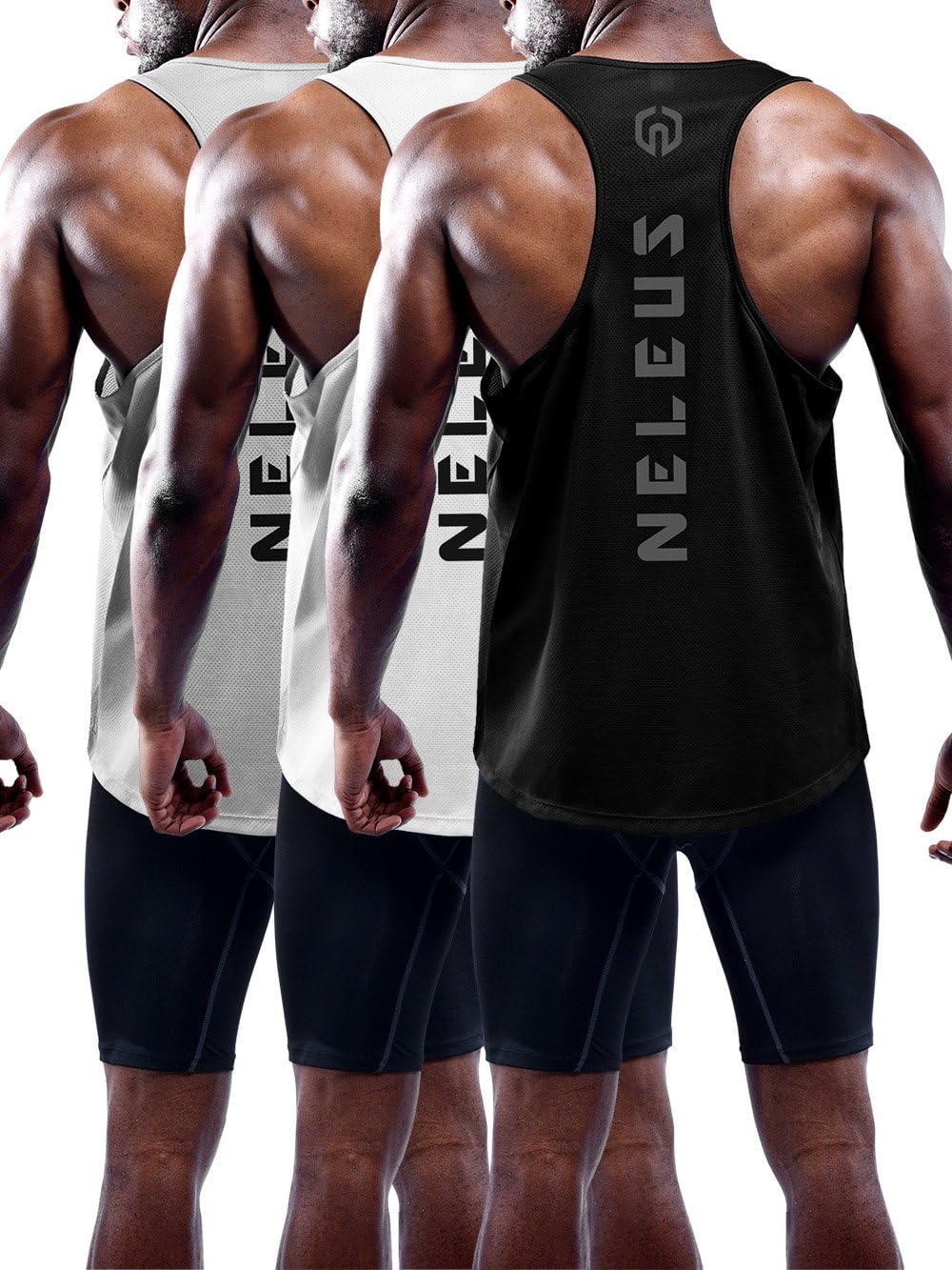 NELEUS Men's 3 Pack Dry Fit Y-Back Muscle Tank Workout Gym Shirt