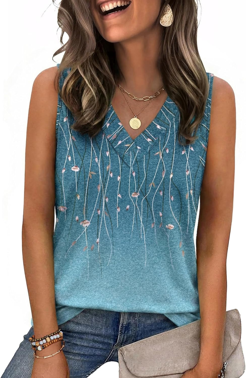 Zeagoo Tank Top for Women V Neck Loose Fit Sleeveless Summer Tops Business Casual Outfits Dressy Blouses Shirts