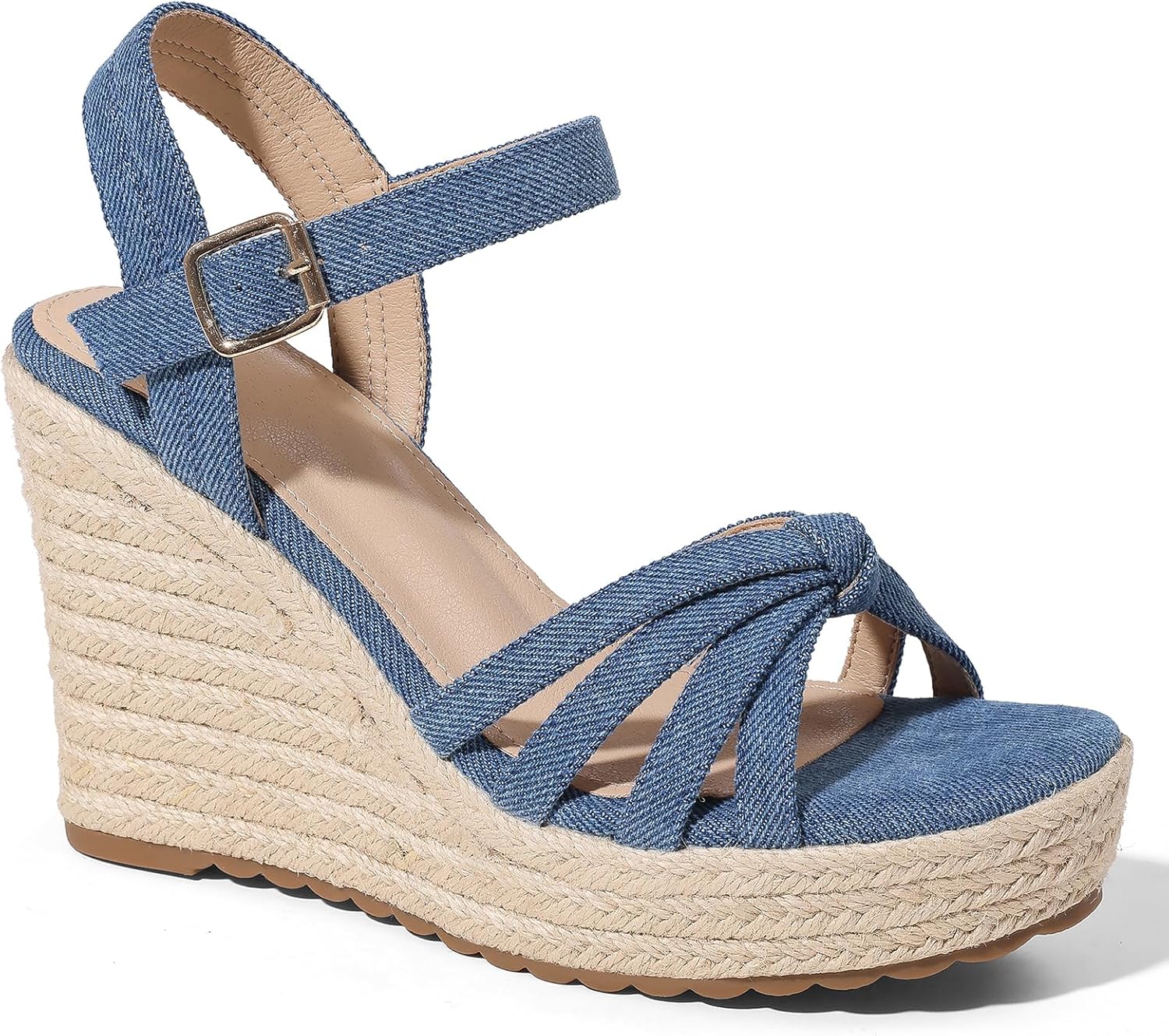 mikarka Sandals for Women 2026: Comfortable Wedge Platform Sandals Women - Braided Espadrilles for Women Ankle Strap Open Toe Wedges Heels Beach Sandals Summer Shoes
