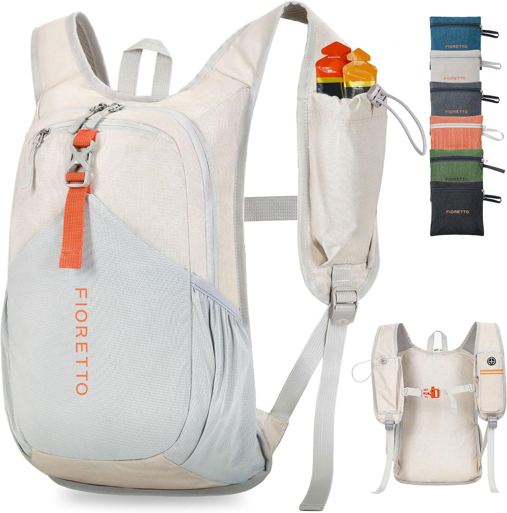 FIORETTO 20L Hiking Backpack for Women Men Mini Packable Backpack Lightweight Small Daypack for Camping Travel Outdoor, Beige