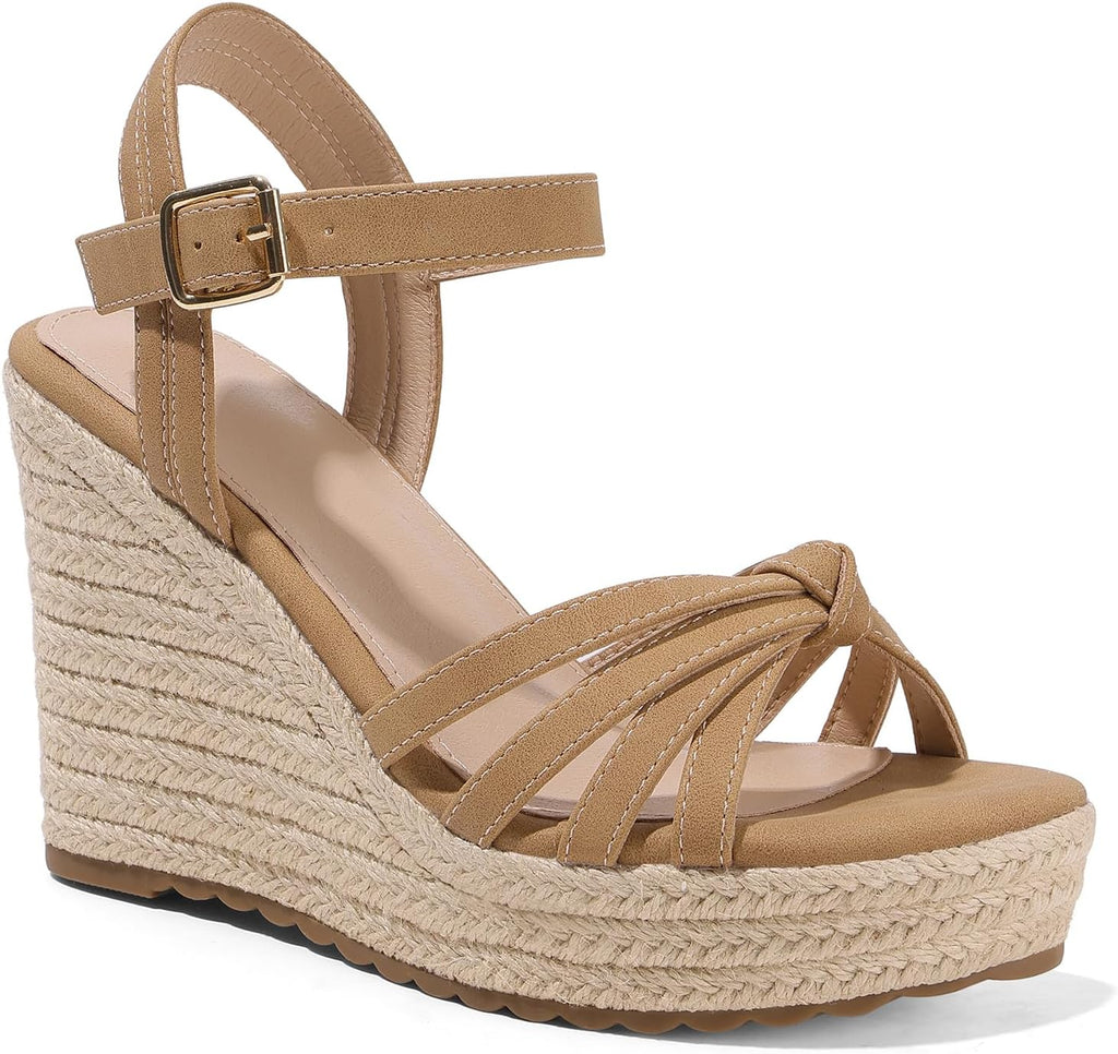 mikarka Sandals for Women 2026: Comfortable Wedge Platform Sandals Women - Braided Espadrilles for Women Ankle Strap Open Toe Wedges Heels Beach Sandals Summer Shoes