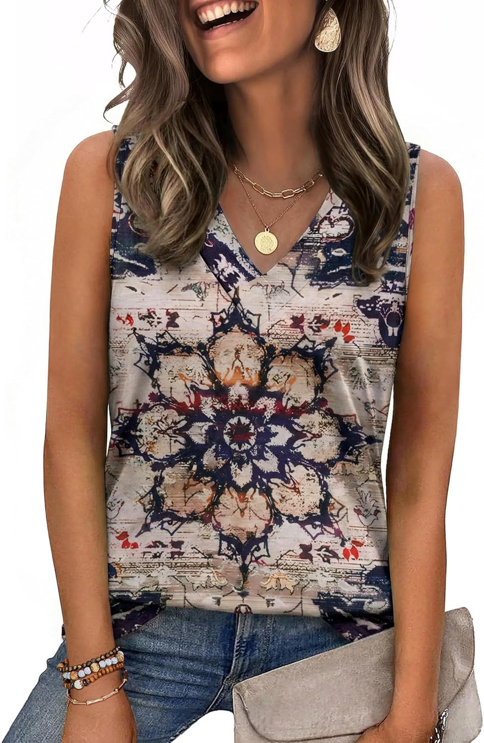 Zeagoo Tank Top for Women V Neck Loose Fit Sleeveless Summer Tops Business Casual Outfits Dressy Blouses Shirts