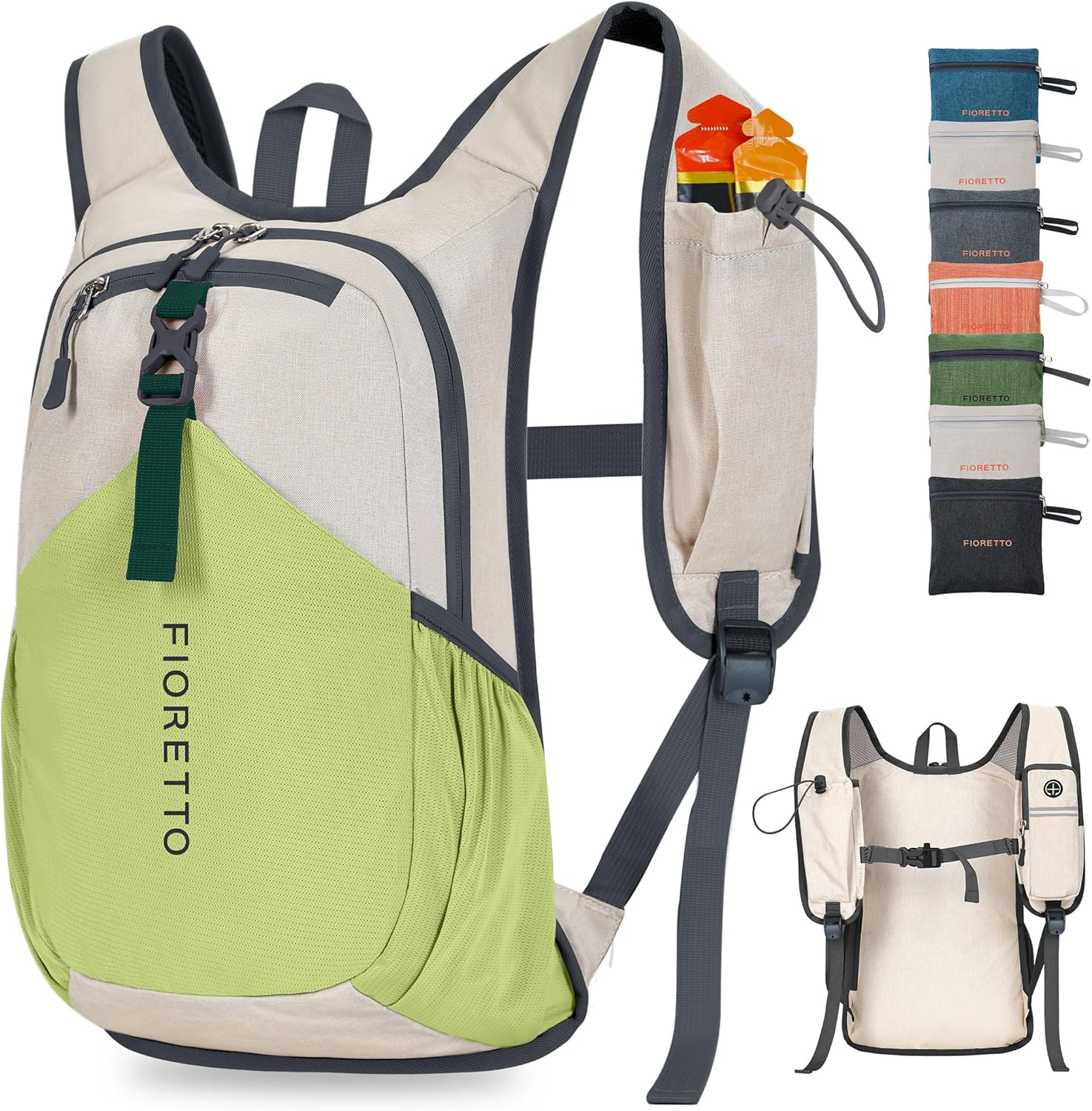 FIORETTO 20L Hiking Backpack for Women Men Mini Packable Backpack Lightweight Small Daypack for Camping Travel Outdoor, Beige